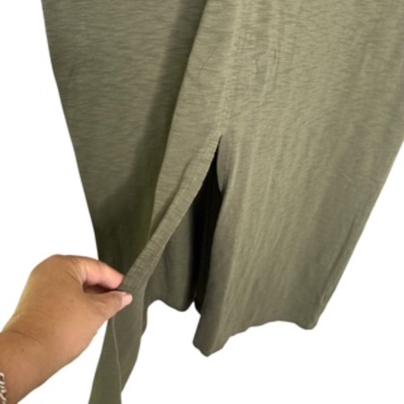 NWT Universal Thread A-line Front Lower Split Cap Sleeve Maxi Olive Dress Size L - Picture 4 of 9